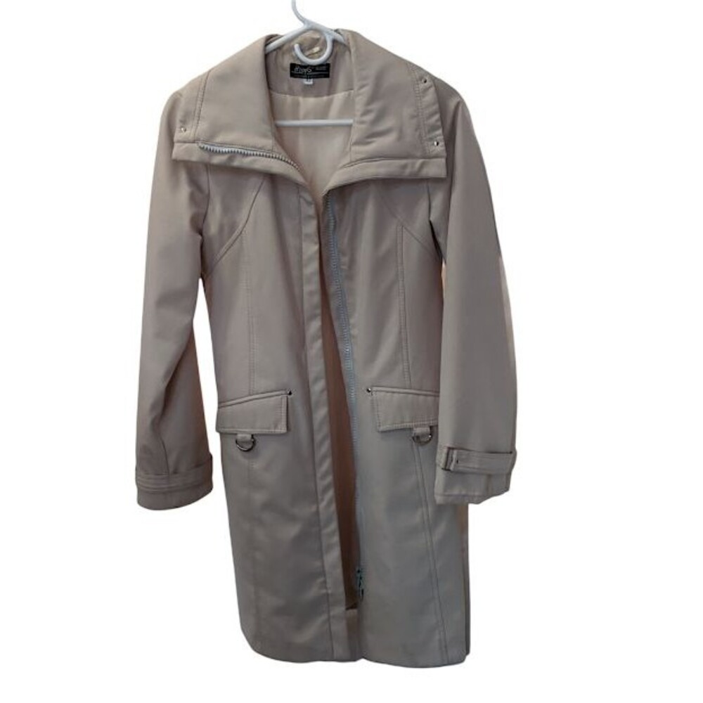 Hoops Silver Woman's Zipper Lined Mid-Length Cream Trench/Rain Coat - US 4